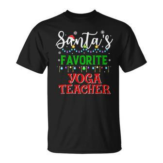 Santas Favorite Yoga Teacher Matching Family Xmas Pajamas Men Women T-shirt Graphic Print Casual Unisex Tee - Thegiftio UK