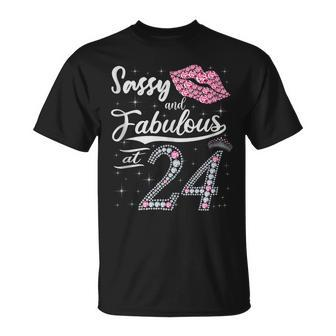 Sassy And Fabulous At 24 24Th Pink Crown Lips Women Birthday Unisex T-Shirt - Seseable