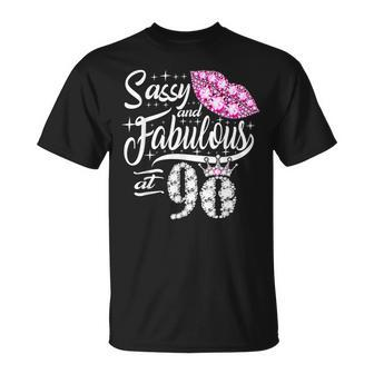 Sassy And Fabulous At 90 Years Old 90Th Birthday Crown Lips Unisex T-Shirt - Seseable