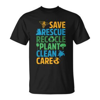 Save Bees Rescue Animals Recycle Plastict Earth Day Men Kid Tshirt Unisex T-Shirt - Monsterry UK