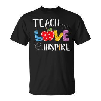 Back To School Teach Love Inspire Teaching Kindness Teacher T-shirt - Thegiftio UK