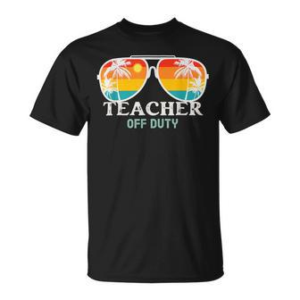 School Teacher Off Duty Sunglasses Beach Sunset Summer Unisex T-Shirt - Seseable