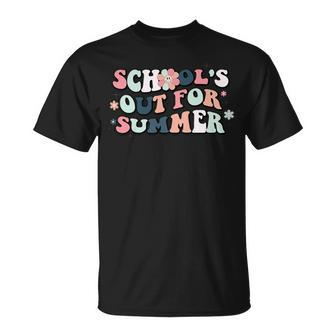 Schools Out For Summer Teacher Cool Groovy Last Day Unisex T-Shirt - Seseable