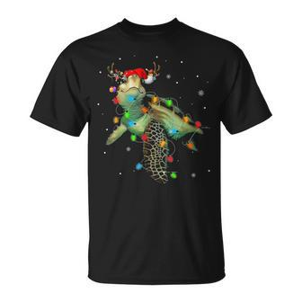 Sea Turtle Christmas Lights Santa Hat Merry Christmas T-shirt - Thegiftio