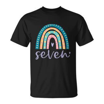 Seven Year Old Rainbow Birthday Gifts For Girls 7Th Bday Unisex T-Shirt - Monsterry CA