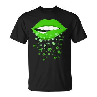 Sexy Lips Cannabis Marijuana Weed Tshirt Unisex T-Shirt - Monsterry