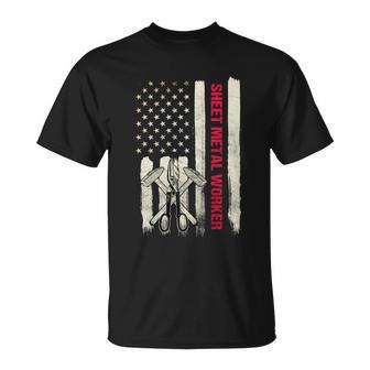 Sheet Metal Worker Patriotic American Flag Cool T-shirt - Thegiftio UK