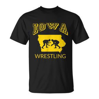 Silhouette Iowa Wrestling Team Wrestler The Hawkeye State Tshirt Unisex T-Shirt - Monsterry