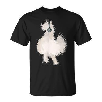 Silkie Chicken Wearing Headphone T-shirt - Thegiftio UK