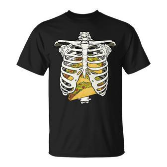 Skeleton Rib Cage Filled With Tacos Tshirt Unisex T-Shirt - Monsterry DE