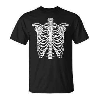 Skeleton Rib Cage Scary Halloween Costume Unisex T-Shirt - Monsterry DE