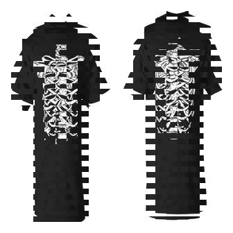 Skeleton Rib Cage Scary Halloween Costume V2 T-shirt - Thegiftio
