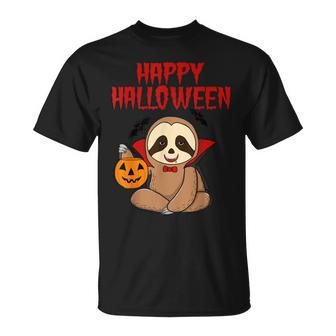 Sloth Halloween Vampire Trick Or Treat Kids Parents Unisex T-Shirt - Seseable