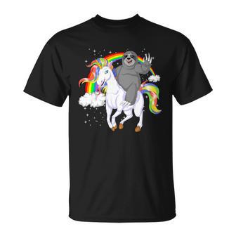 Sloth Riding Unicorn V2 Unisex T-Shirt - Monsterry UK