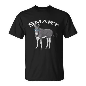 Smart Donkey Lover Sarcastic Adult Humor Blue Glasses Gift Unisex T-Shirt - Monsterry AU