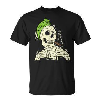 Smoking Skeleton Joint Weed Pot Cannabis Halloween T-shirt - Thegiftio UK
