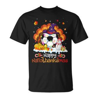 Soccer Halloween Christmas Thanksgiving Hallothanksmas T-shirt - Thegiftio UK