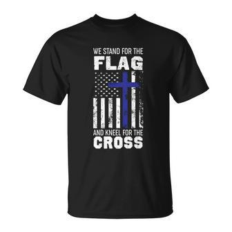 We Stand For The Flag And Kneel For The Cross Print T-shirt - Thegiftio UK