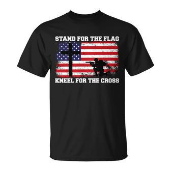 Stand For The Flag Kneel For The Cross Usa Army Tshirt Unisex T-Shirt - Monsterry DE