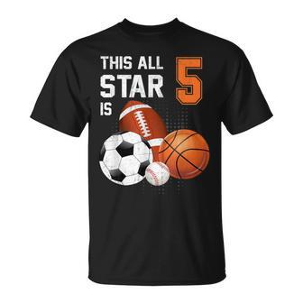 This All Star Is 5 Years Old Kid 5Th Birthday Sport T-shirt - Thegiftio