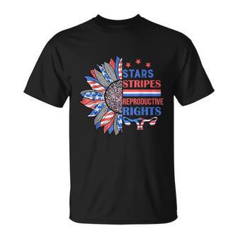 Star Stripes Reproductive Rights America Sunflower Pro Choice Pro Roe Unisex T-Shirt - Monsterry