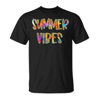 Summer Vibes Tie Dye Leopard Summer Beach Vacation T-shirt - Thegiftio UK