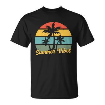 Summer Vibes Tropical Retro Sunset T-shirt - Thegiftio UK