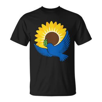 Sunflower Peace Dove Stand With Ukraine End The War V2 Unisex T-Shirt - Monsterry DE