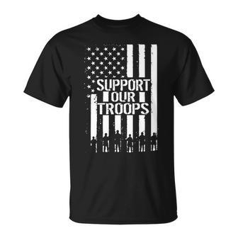 Support Our Troops Distressed American Flag Unisex T-Shirt - Monsterry