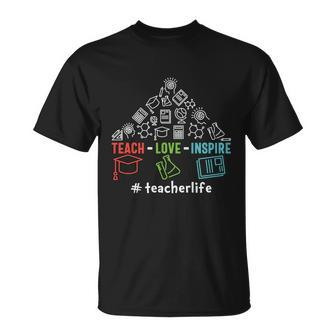 Teach Love Inspire Teacher Life Graphic Plus Size Shirt For Teacher Female Male Unisex T-Shirt - Monsterry DE