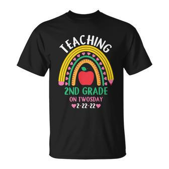 Teaching 2Nd Grade On Twosday 2Gift22gift22 Date Cute 2022 Teacher Gift Unisex T-Shirt - Monsterry