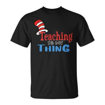 Teaching Is My Things Dr Teacher Red And White Stripe Hat Unisex T-Shirt - Seseable