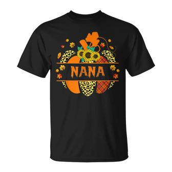 Thankful Grateful Blessed Nana Pumpkin Leopard Halloween Unisex T-Shirt - Seseable