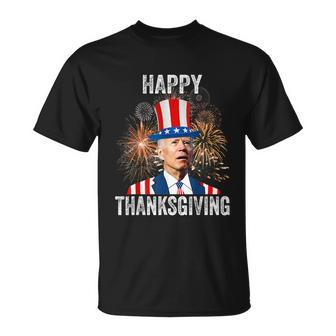 Thanksgiving Funny Happy 4Th Of July Anti Joe Biden Unisex T-Shirt - Monsterry