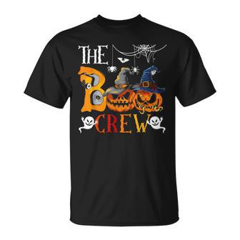 The Boo Funny Crew Halloween Witch Two Scary Pumpkins Lover Unisex T-Shirt - Seseable