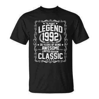 The Original Legend 1992 30Th Birthday Unisex T-Shirt - Monsterry
