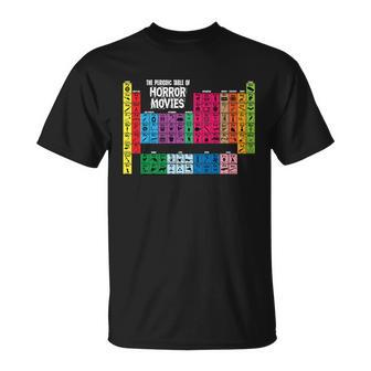 The Periodic Table Of Horror Movies Chemistry Science Unisex T-Shirt - Monsterry CA