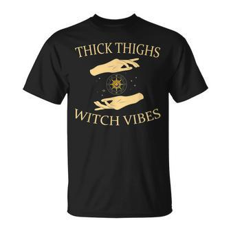Thick Thighs Witch Vibes Creepy Witch Halloween Costume Unisex T-Shirt - Seseable