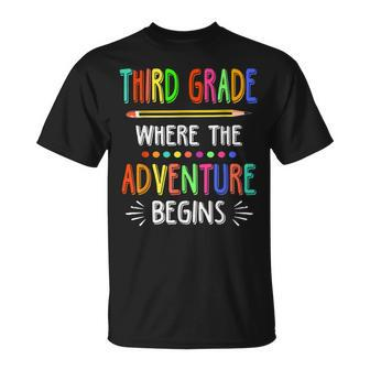 Third Grade Where The Adventure Begins Student Teacher T-shirt - Thegiftio UK