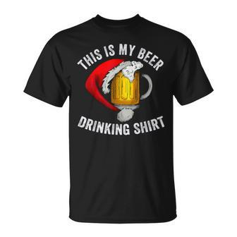This Is My Beer Drinking Beer Xmas Santa Hat Men Women T-shirt Graphic Print Casual Unisex Tee - Thegiftio UK