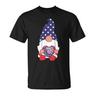 Tie Dye Gnome Usa Flag Star Graphic 4Th Of July Plus Size Shirt Unisex T-Shirt - Monsterry DE
