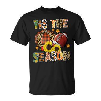 Tis The Season Leopard Plaid Pumpkin Football Autumn Fall T-shirt