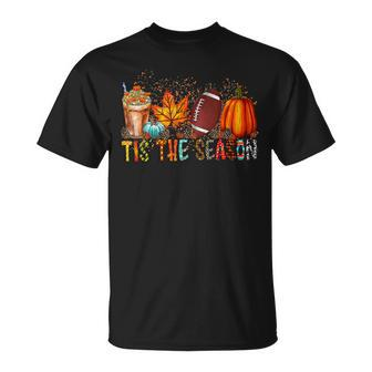 Tis The Season Leopard Pumpkin Football Halloween Fall T-shirt - Thegiftio UK