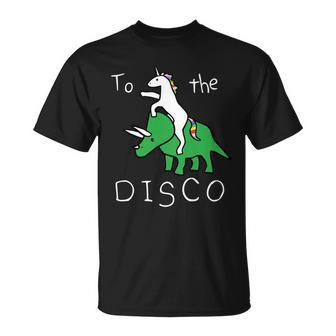 To The Disco Magical Unicorn Dinosaur Retro 80S Party Unisex T-Shirt - Monsterry UK