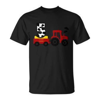 Tractor Pulling Five Farmer 5Th Birthday Cow 5Th Birthday T-Shirt - Thegiftio UK