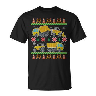 Tractors And Bulldozers Ugly Christmas Sweater Tshirt Unisex T-Shirt - Monsterry UK