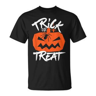 Trick Or Treat Jack O Lantern Pumpkin Creepy Halloween Unisex T-Shirt - Seseable