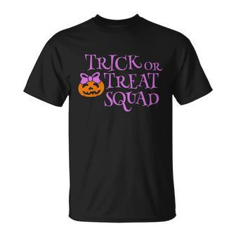Trick Or Treat Squad Pumpkin Halloween Quote Unisex T-Shirt - Monsterry
