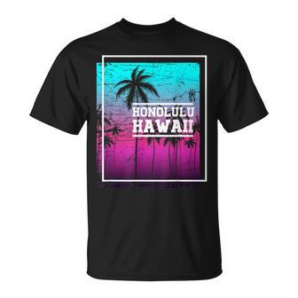 Tropical Summer Vibes Palm Trees Honolulu Hawaii T-shirt - Thegiftio