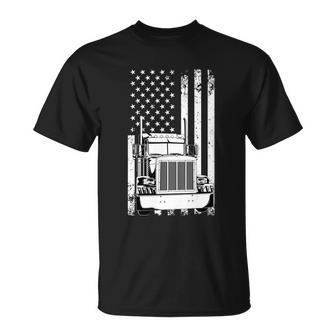 Truck Driver American Flag Trucker Vintage Gift V2 Unisex T-Shirt - Monsterry